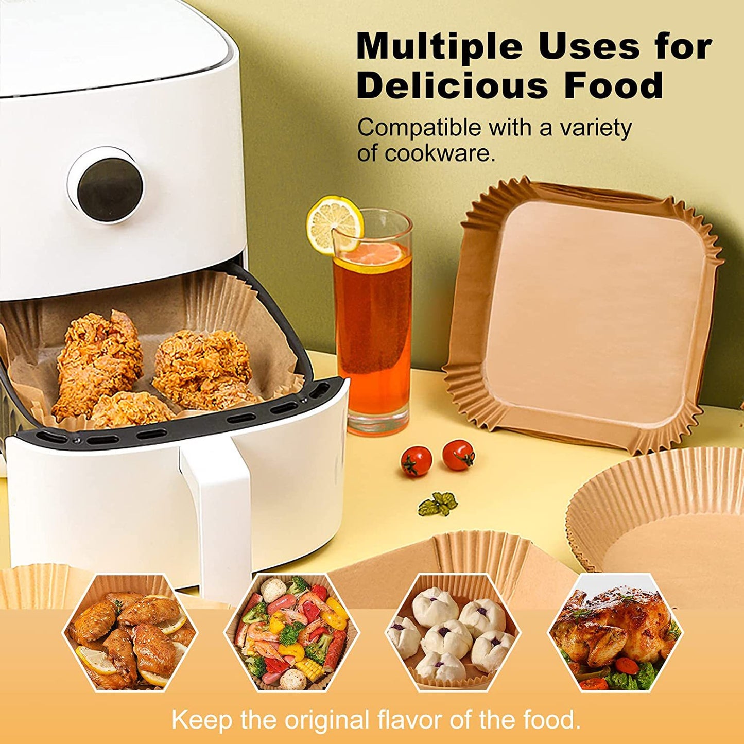 Food-Safe Air Fryer Square Disposable Baking Paper