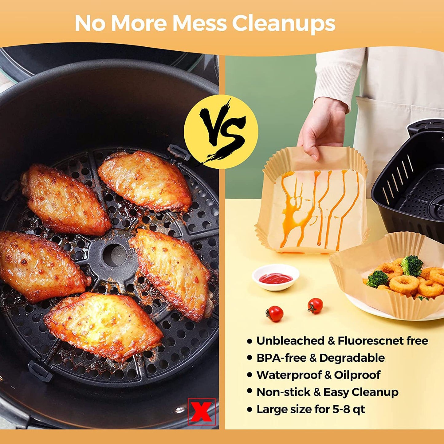 Food-Safe Air Fryer Square Disposable Baking Paper